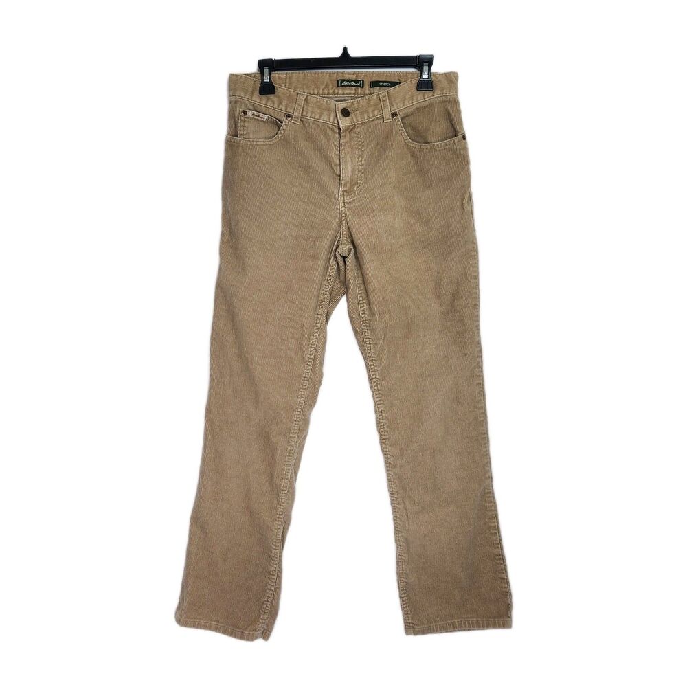 Eddie Bauer Tan Corduroy Pants Boot Cut Mid Rise Stretch Women's 8 Gritty Boho